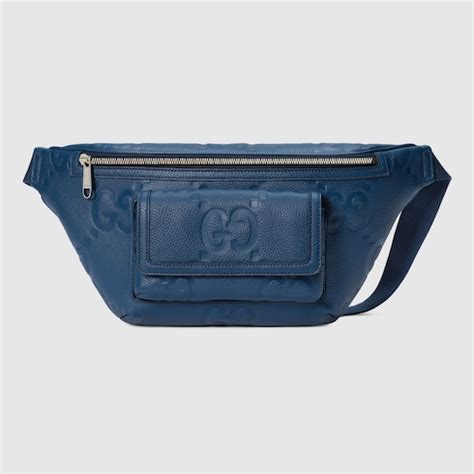 Marsupio con jumbo GG in pelle blu .